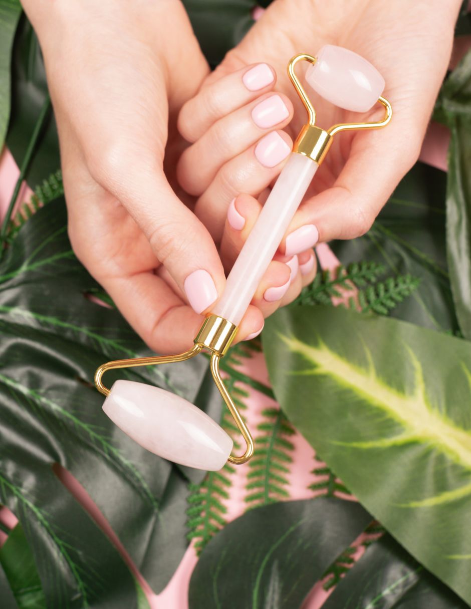 Face Roller Rodillo Masaje Facial Cuarzo Rosa Cuarzo Rosa Roller